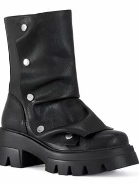 Azalea Wang Bartie Bootie | Leather Pleather Foldover Fold over Slouchy Boot